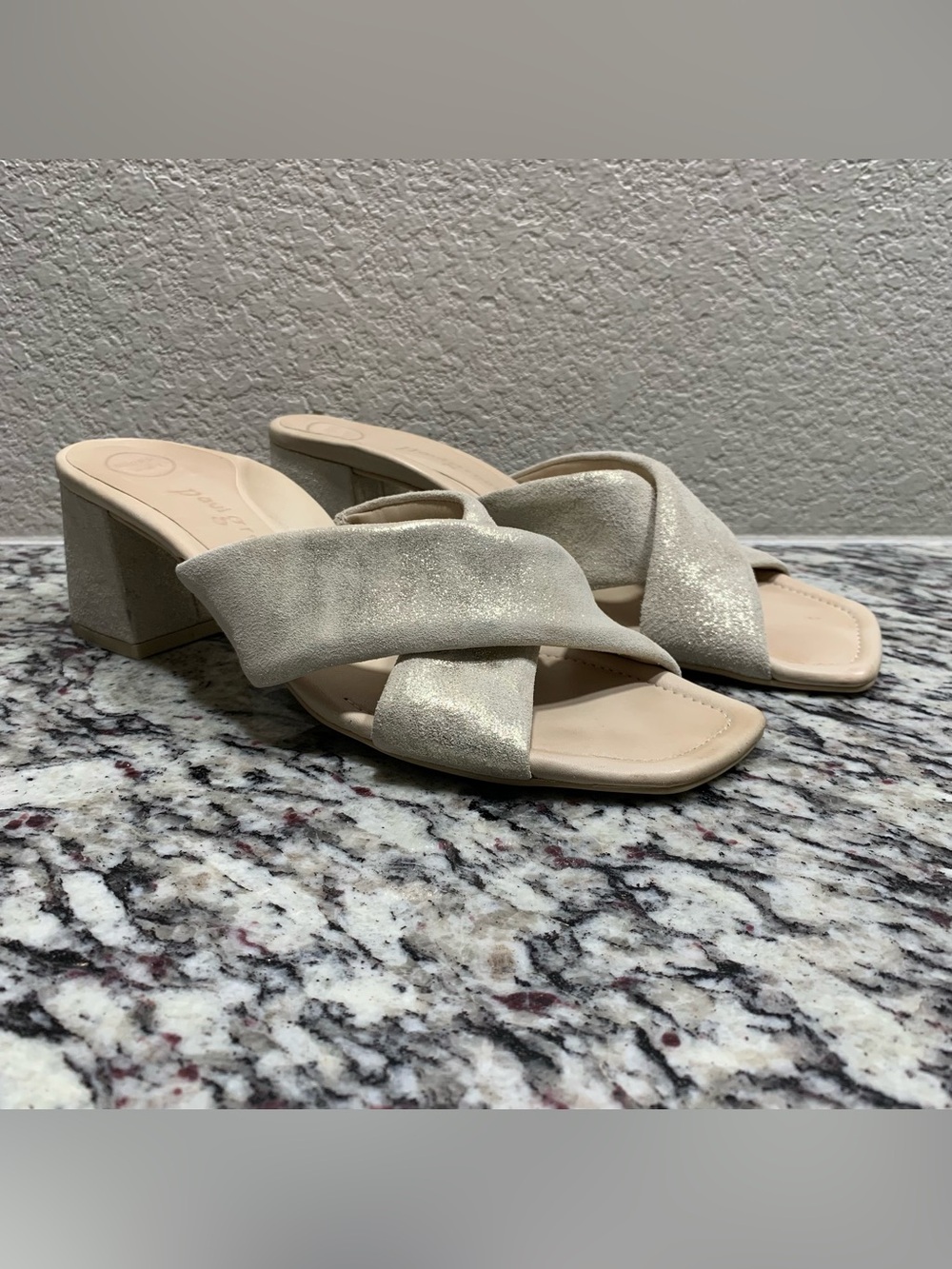 Paul Green Sandal Womens UK 7/US 9.5 Lauren Crisscross Slide Metallic Leather